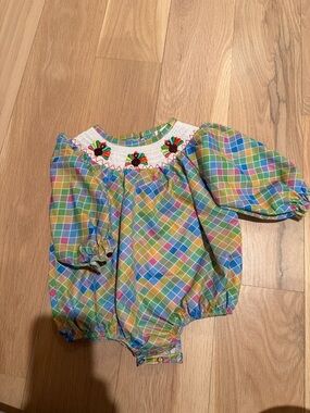 Girls' Thanksgiving Smocked One-Piece Romper